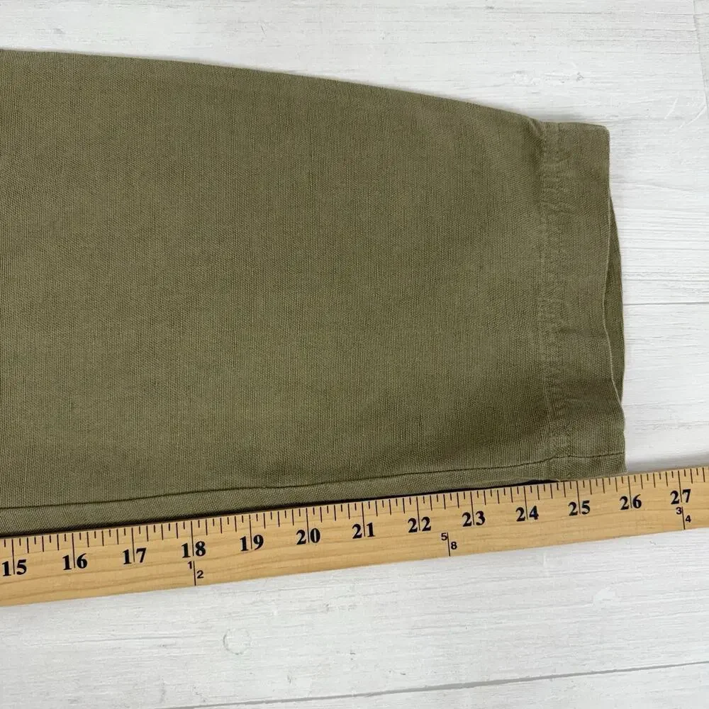 Aritzia Wilfred Trouser Pants Size 6 Olive Green High‎ Rise Linen Lyocell FLAWED